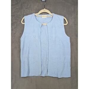 Marvin Knitting Mills Sweater Women's Baby Blue Open Cardigan Vest Vintage M/L